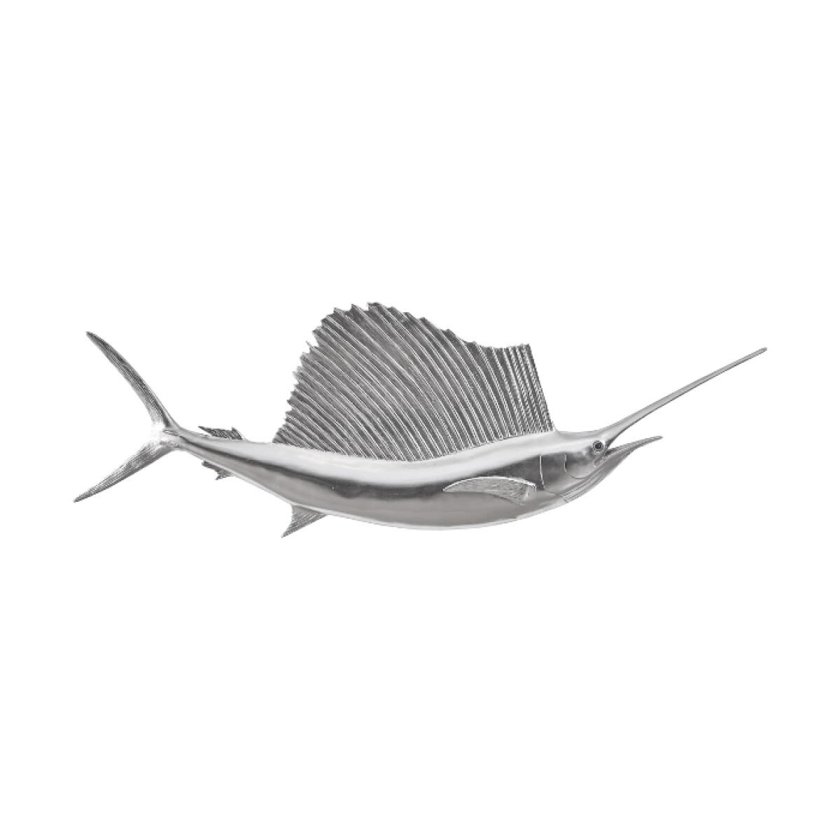 Sail Fish Wall Sculpture Resin, Silver Leaf Sail Fish Wall Sculpture Resin, Silver Leaf - Image 1