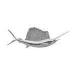 Sail Fish Wall Sculpture Resin, Silver Leaf