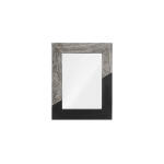 Geometry Wood Mirror Gray Stone, Black