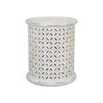 Hand-Carved Small Drum Accent Table