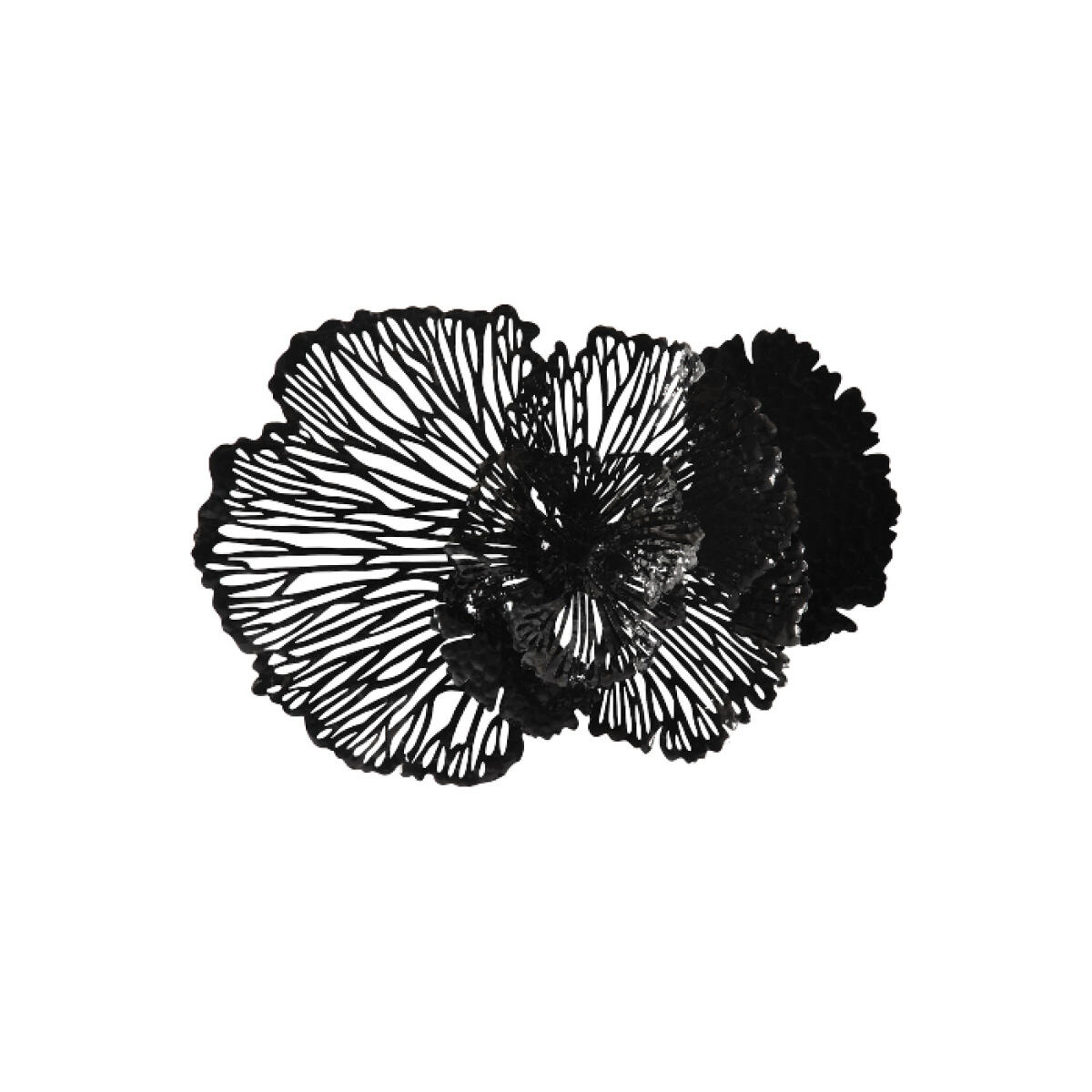 Flower Wall Art, Medium, Black, Metal Flower Wall Art, Medium, Black, Metal - Image 1