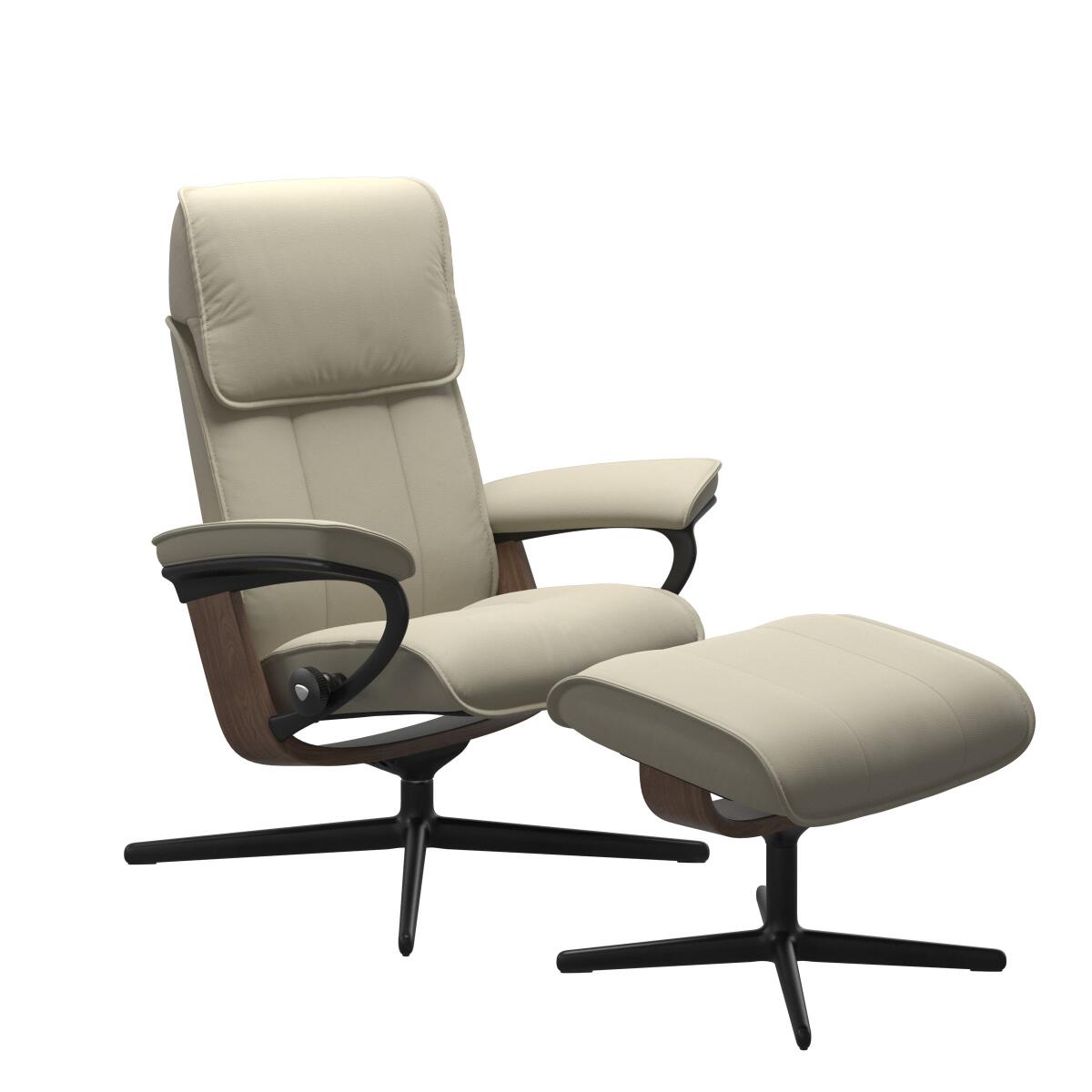 352ac62e0f409980eeb56099190b4e72 Stressless® Admiral (M) Cross Base Recliner with Ottoman - Image 1