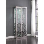 Curio Cabinet w/ Wine & Stemware Racks in Glass & Chrome - Image 3