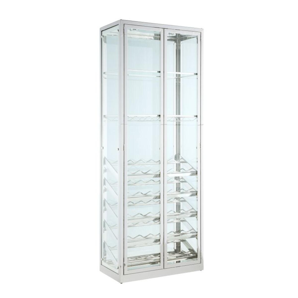 Curio Cabinet w/ Wine & Stemware Racks in Glass & Chrome Curio Cabinet w/ Wine & Stemware Racks in Glass & Chrome - Image 1