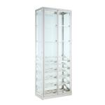 Curio Cabinet w/ Wine & Stemware Racks in Glass & Chrome