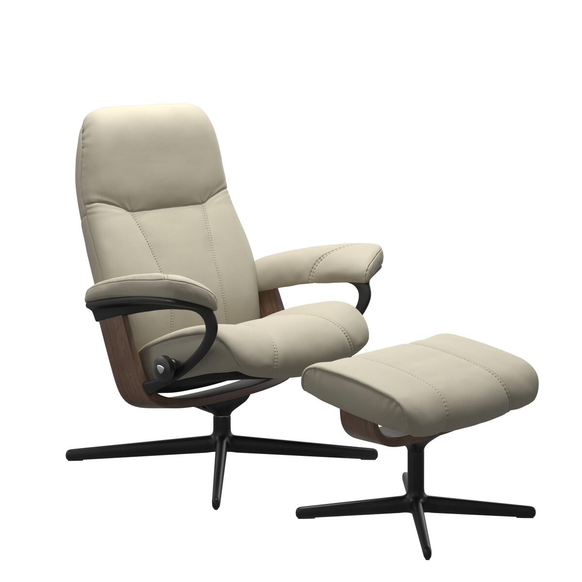 5dd6cded91c1bb58b24fc11075ebcfe0 Stressless® Consul (S) Cross Base Recliner with Ottoman - Image 1