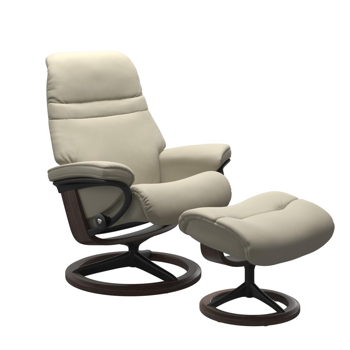 657dbbc3f7c643a095cada2dea0617fa Stressless® Sunrise (L) Signature Base Recliner with Ottoman - Image 1