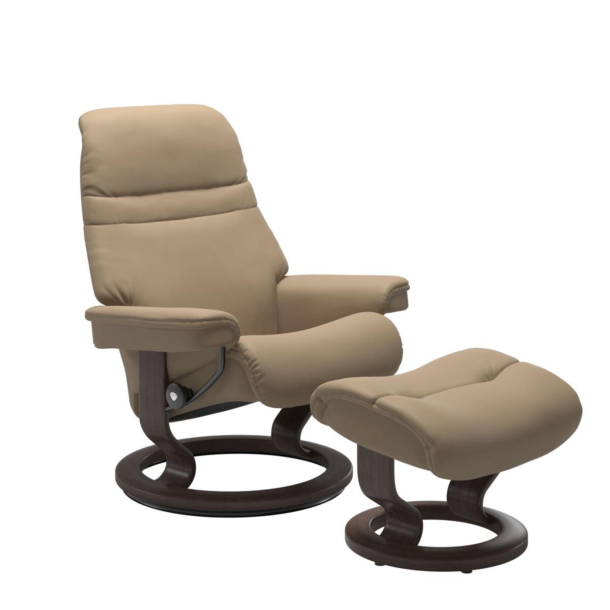 6f71671de576af59581d2afffb9d45f9 Stressless® Sunrise (M) Classic Base Recliner with Ottoman - Image 1
