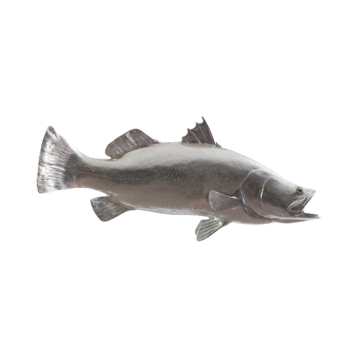 Barramundi Fish Wall Sculpture Resin, Silver Leaf Barramundi Fish Wall Sculpture Resin, Silver Leaf - Image 1