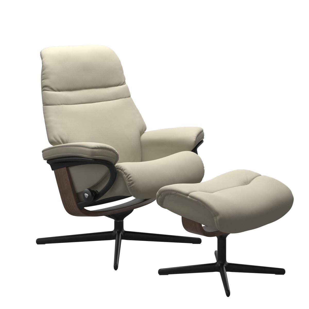 9bbaea3b037c040559380d9b6758ab71 Stressless® Sunrise (S) Cross Base Recliner with Ottoman - Image 1