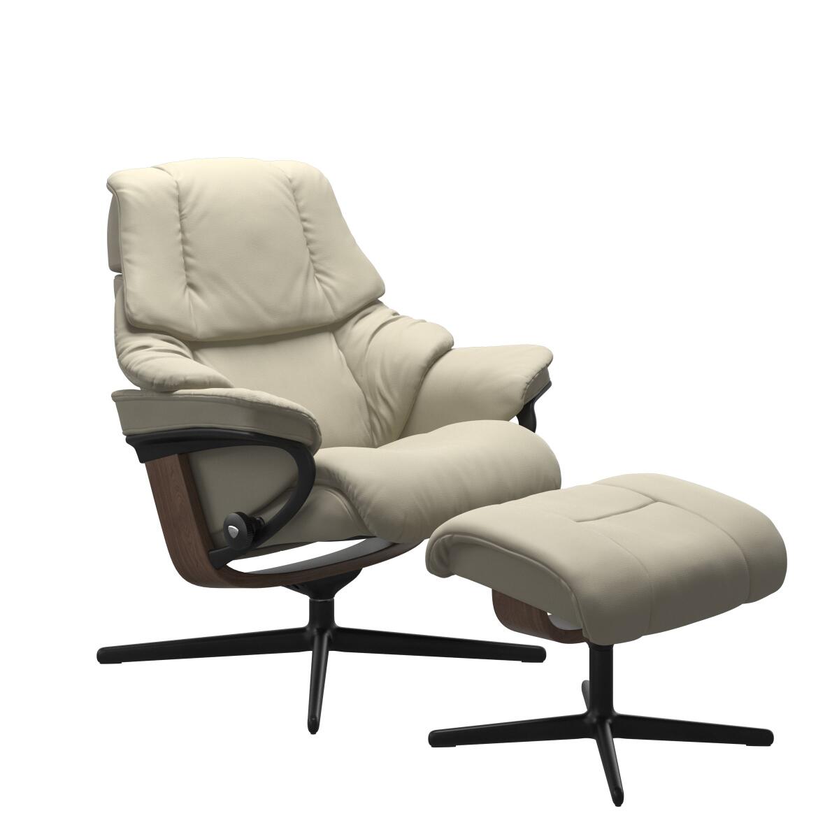 b027d5bf751368440bab7fed75e65b74 Stressless® Reno (M) Cross Base Recliner with Ottoman - Image 1
