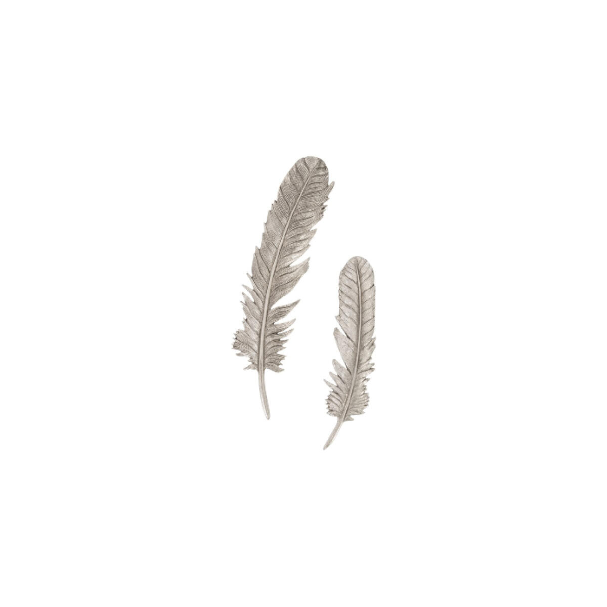 Feathers Wall Art Small, Silver Leaf, Set of 2 Feathers Wall Art Small, Silver Leaf, Set of 2 - Image 1