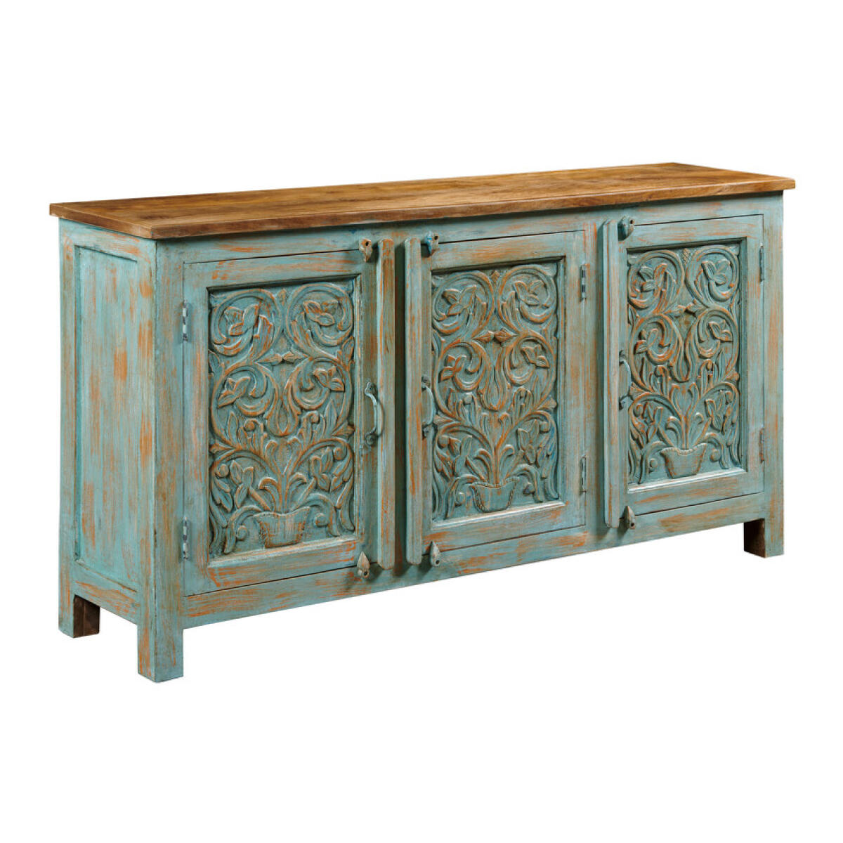 Hidden Treasures Vintage Blue Three Door Cabinet Hidden Treasures Vintage Blue Three Door Cabinet - Image 1