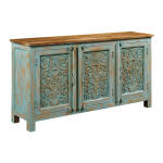 Hidden Treasures Vintage Blue Three Door Cabinet