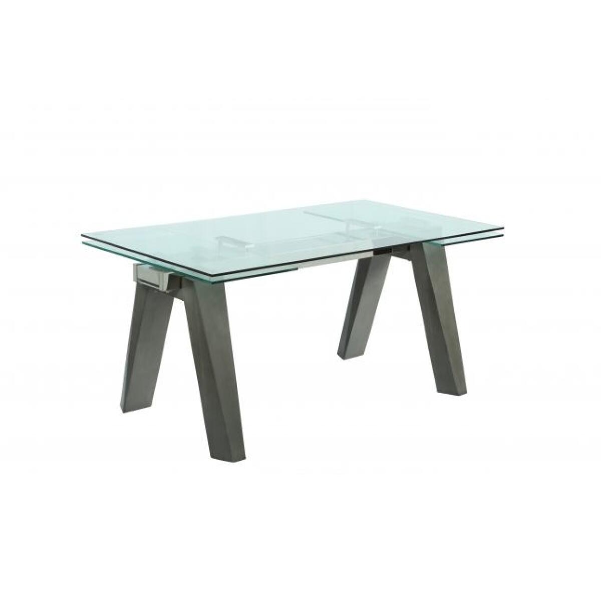 Esther Glass Top Dining Table with 2 Extensions in Gray Esther Glass Top Dining Table with 2 Extensions in Gray - Image 1