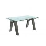 Esther Glass Top Dining Table with 2 Extensions in Gray