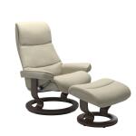 Stressless® View (L) Classic Base Recliner with Ottoman