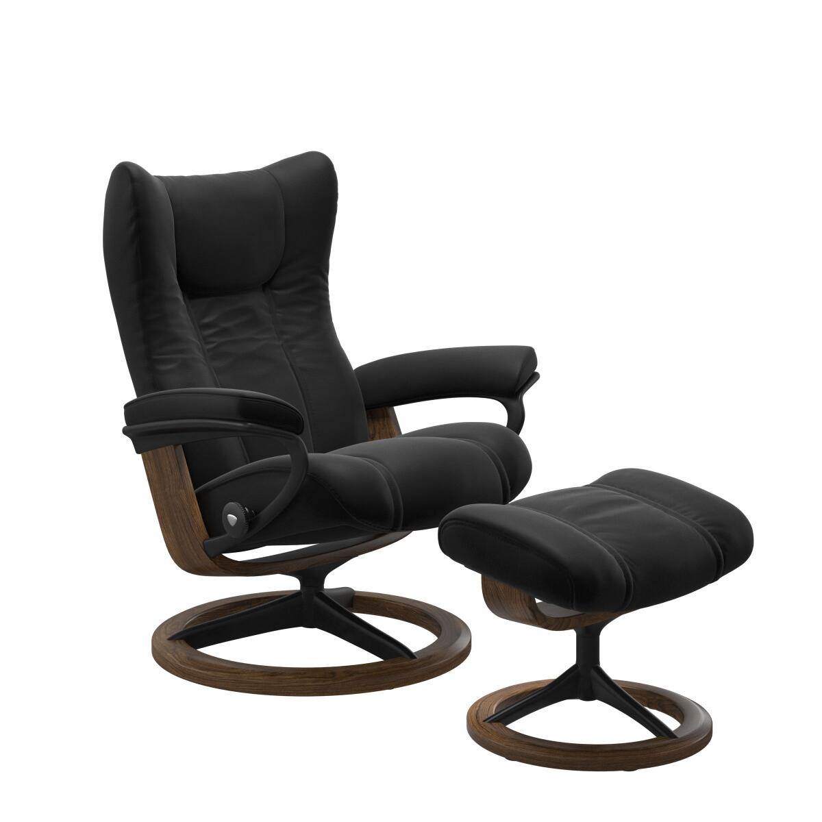 fe6b12d02076587cef6046c94161c2d4 Stressless® Wing (M) Signature Base Recliner with Ottoman - Image 1